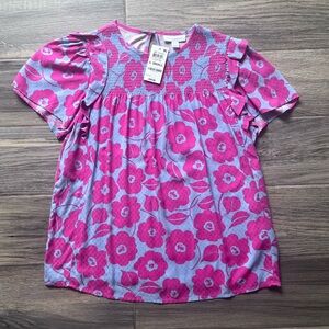 Charter Club Pink and Purple Floral Blouse